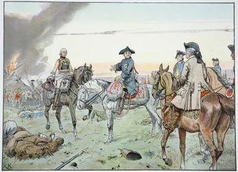 Frederick og Seydlitz i slaget ved Zorndorf den 25. august 1758